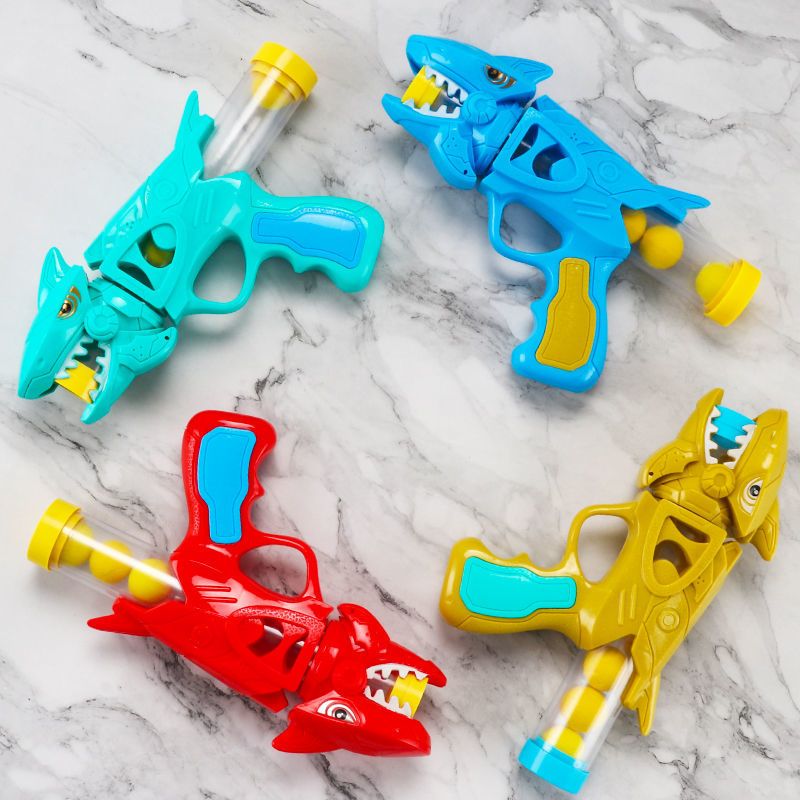 儿童玩具空气动力玩具软弹枪射击男孩3岁益智亲子互动鲨鱼玩具枪eva软