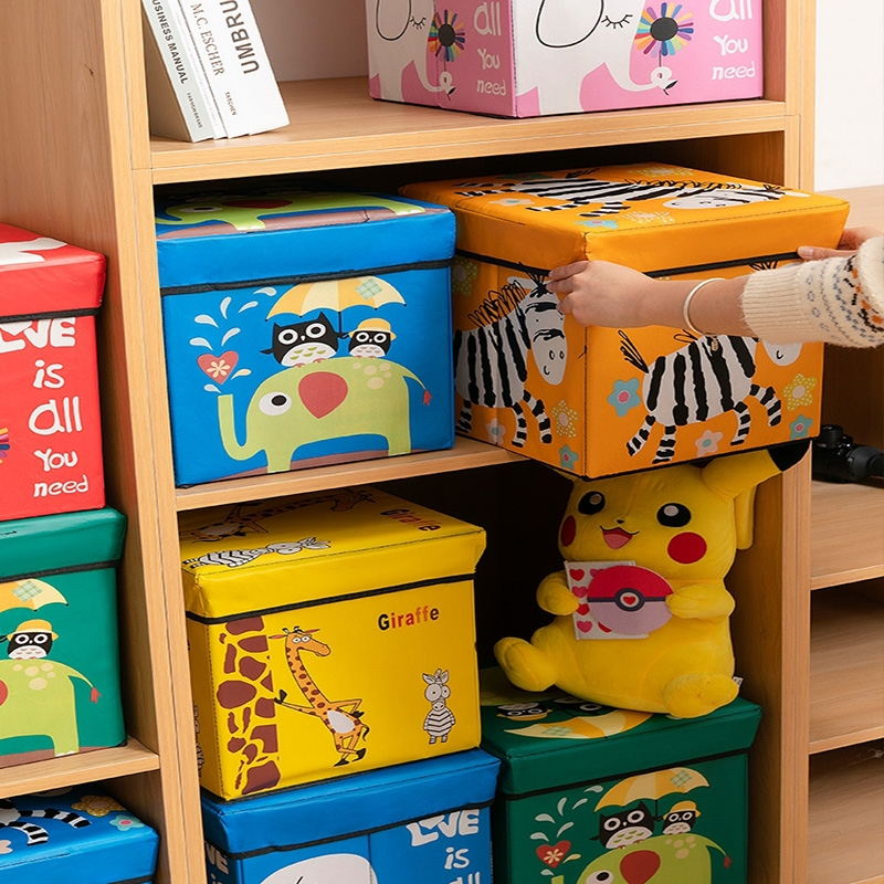 智扣儿童玩具收纳箱卡通储物筐大号折叠零食整理盒收纳凳衣服衣柜
