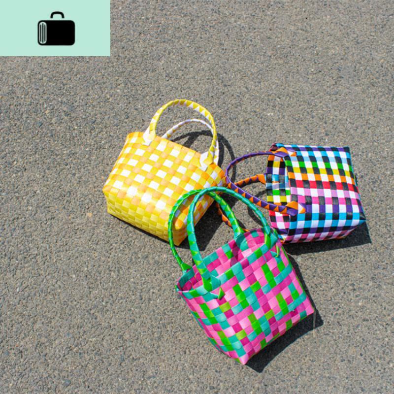 今年流行的彩色编织包包手提迷你ins小包女沙滩度假包海边外单NEW LAKE女士单肩包图片