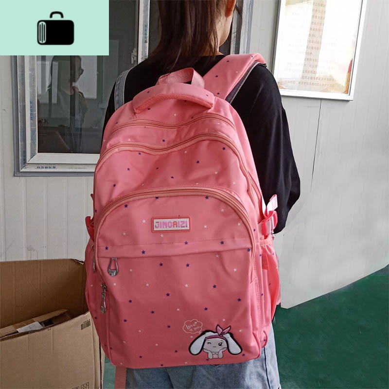 韩版小清新森系高中学生书包女生初中生双肩包大容量防水简约背包NEWLAKE 粉红色7356