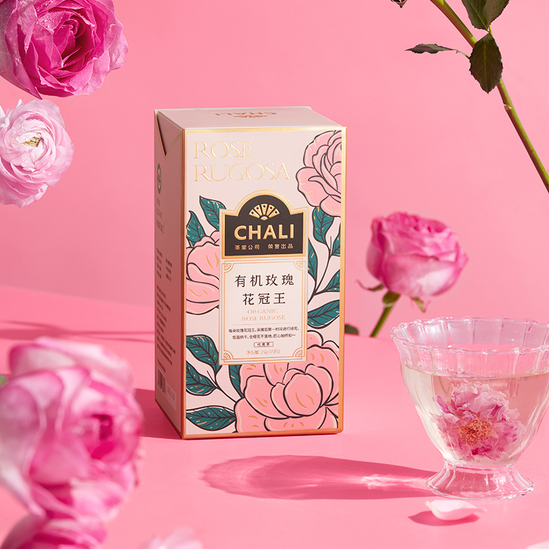 茶里(ChaLi)有机玫瑰花茶 花草茶低温烘干无硫熏制一朵一杯泡水喝的玫瑰花茶15朵/盒