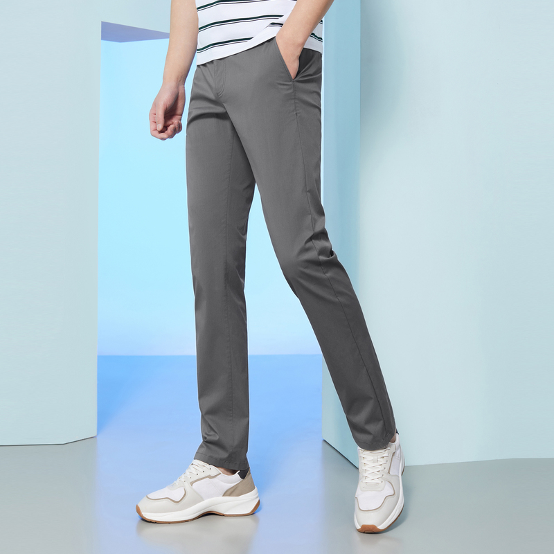 雅戈尔男士休闲裤子夏季弹力垂感品质上班棉锦弹藏青长裤