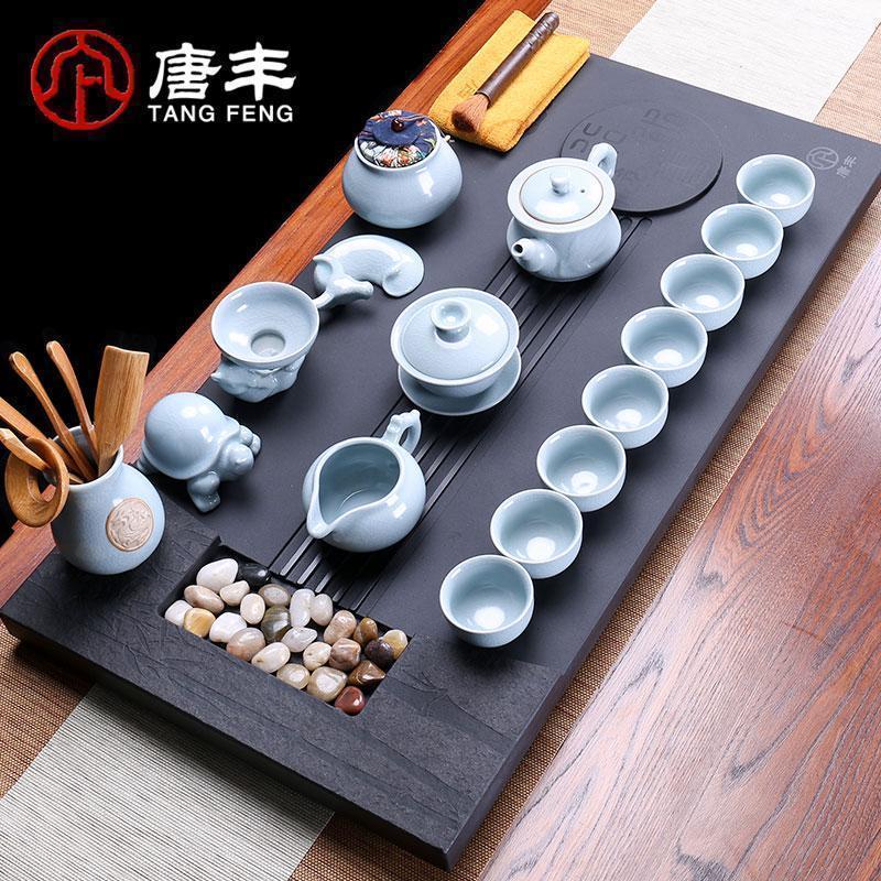 乌金石茶盘茶具套装家用简约全自动功夫喝茶茶杯茶道大号茶台_706