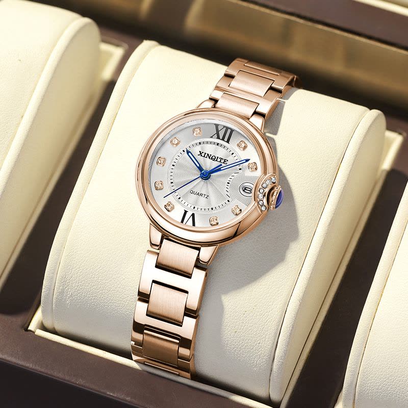 新奇特手表女生镶钻ins风小众女士手表防水时尚装饰腕表石英表钢带新款轻奢小表盘大气女表X-79图片