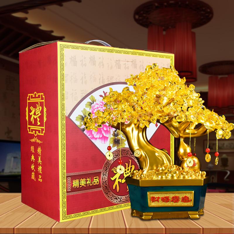 美帮汇发财树摇钱树摆件水晶客厅办公室前台装饰乔迁新居开业礼品高清大图