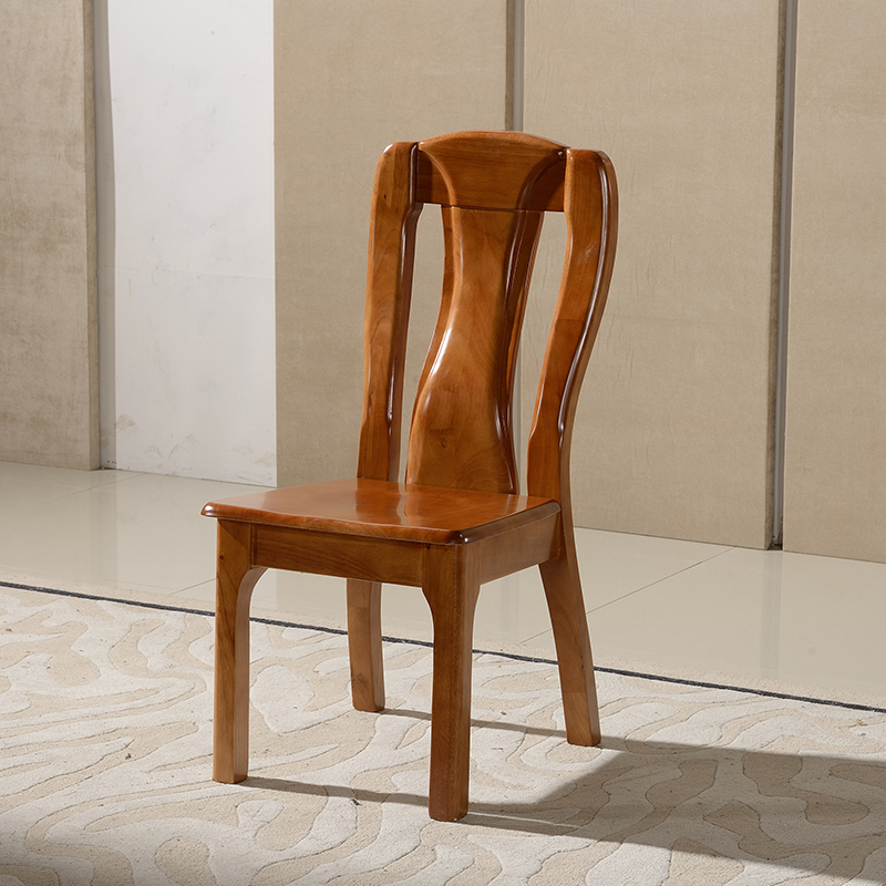 寻木匠全实木椅子中式象牙白靠背餐椅酒店饭店家用橡胶木凳子欧式