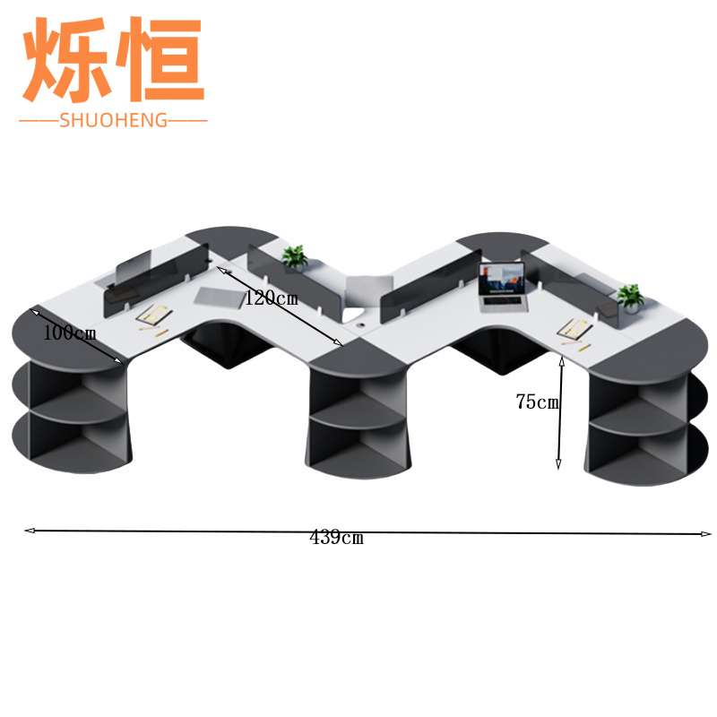 烁恒 职员办公桌 五人位 套高清大图