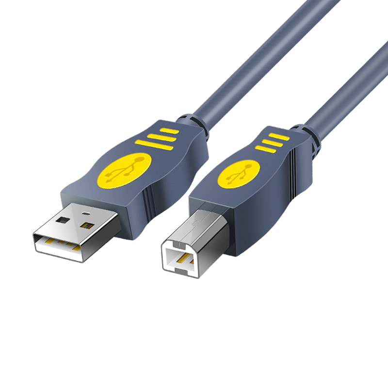 晶华 usb2.0打印机数据线加长连接线惠普爱普生通用方口打印线延长线 灰色5米