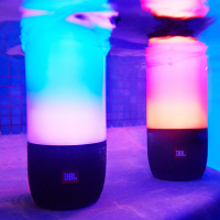 JBL PULSE3 音乐脉动三代 便携式蓝牙音箱 炫彩小音箱+低音炮 桌面音响 可免提通话 防水设计 典雅黑