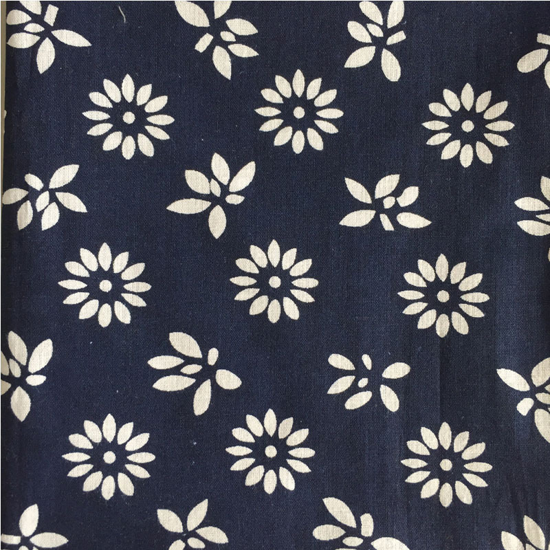桌布窗帘布料面料印花布料蓝花青花布民族风蓝菊