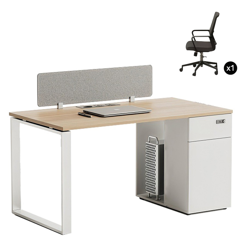 凌迪星带椅职员桌1200*600*750mm套高清大图