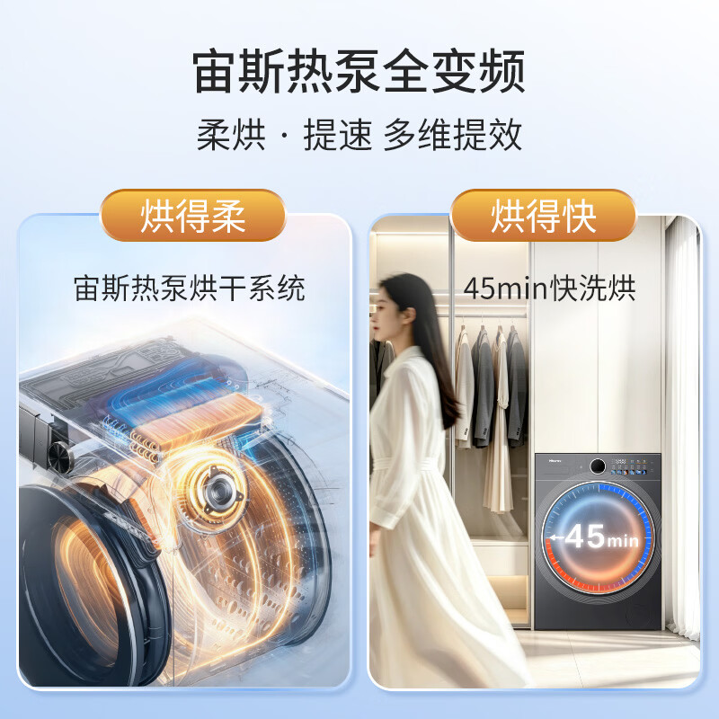 海信洗衣机大薄荷2.0E3S滚筒全自动热泵洗烘一体12KG三变频高洗净比 WH120E3S高清大图