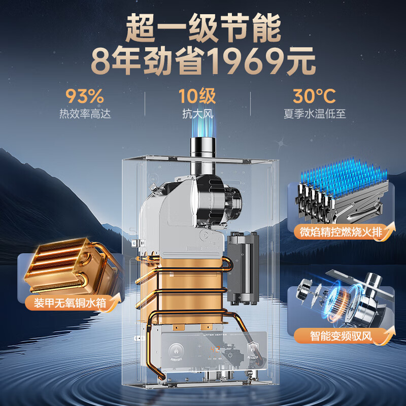 万家乐恒温王燃气热水器JSQ30-16P3(F)天然气5A超一级恒温家用16升洗澡一级节能省气防冻高清大图