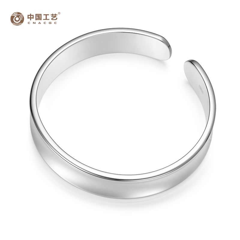 中国工艺 足银开口平安无事手镯 扁平足银手镯约43克