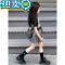 绿彩虹光韩系女童套装2023夏季女孩洋气卡通印花短袖上衣儿童时髦气质半身