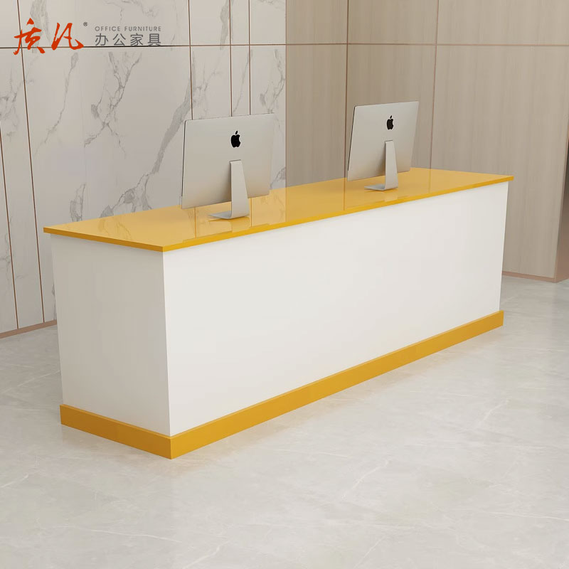 质凡现代简约收银台前台桌接待台 2400*600*800mm高清大图