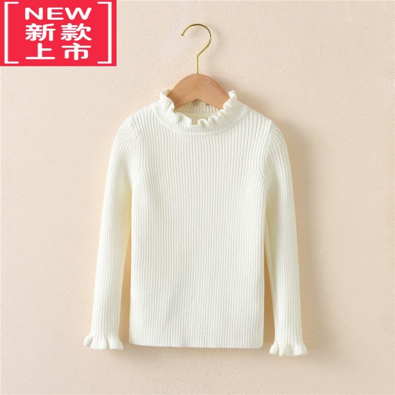 可莉允女童宝宝木耳边打底针织衫2022秋冬季新款男童莫代尔坑条儿童毛衣图片