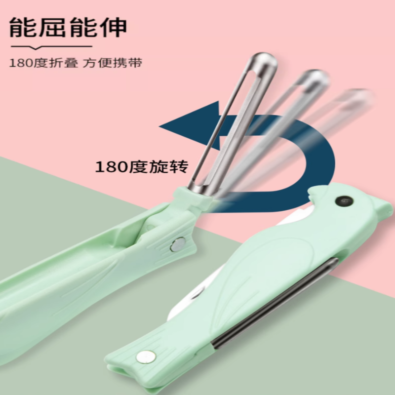 折叠水果刀办公室用便携瓜果刀随身多功能削皮刀学生安全小刀家用7163高清大图