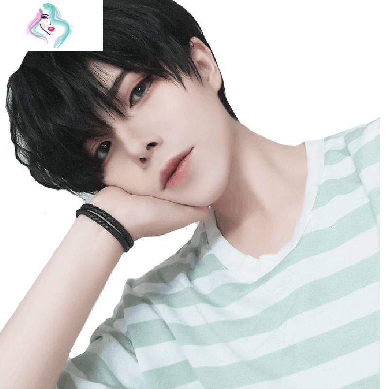 网红男生假发韩版逼真帅气短发自然蓬松日常黑色男士短发你那么美黑色