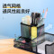 齐心(Comix)金属网格笔筒多功能三格办公桌面收纳盒摆件 办公用品 黑色EB711