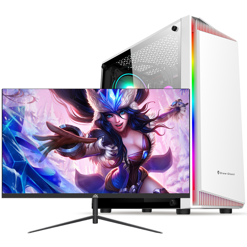 铭能 i7四核/RX550独显/16G内存/256G固态+500G机械盘 台式机 DIY组装机 台式电脑 商务家用办公组装电脑 学生电脑台式主机游戏电脑主机+27英寸全套高清大图
