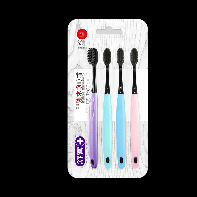 舒客炭丝能量牙刷4支装 细软毛护龈竹炭刷丝(新老包装随机发)