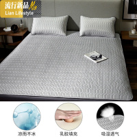 可水洗天丝乳胶凉席空调折叠软席子1.8m床夏季冰丝席1.5米三件套三维工匠 1.8m（6英尺）床 卡其灰-