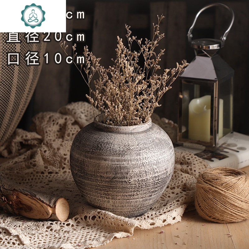 简约现代复古陶瓷干花花瓶粗陶多肉花盆陶罐装饰摆件客厅插花盆封后石纹台面 大号 报价 参数 图片 视频 怎么样 问答 苏宁易购