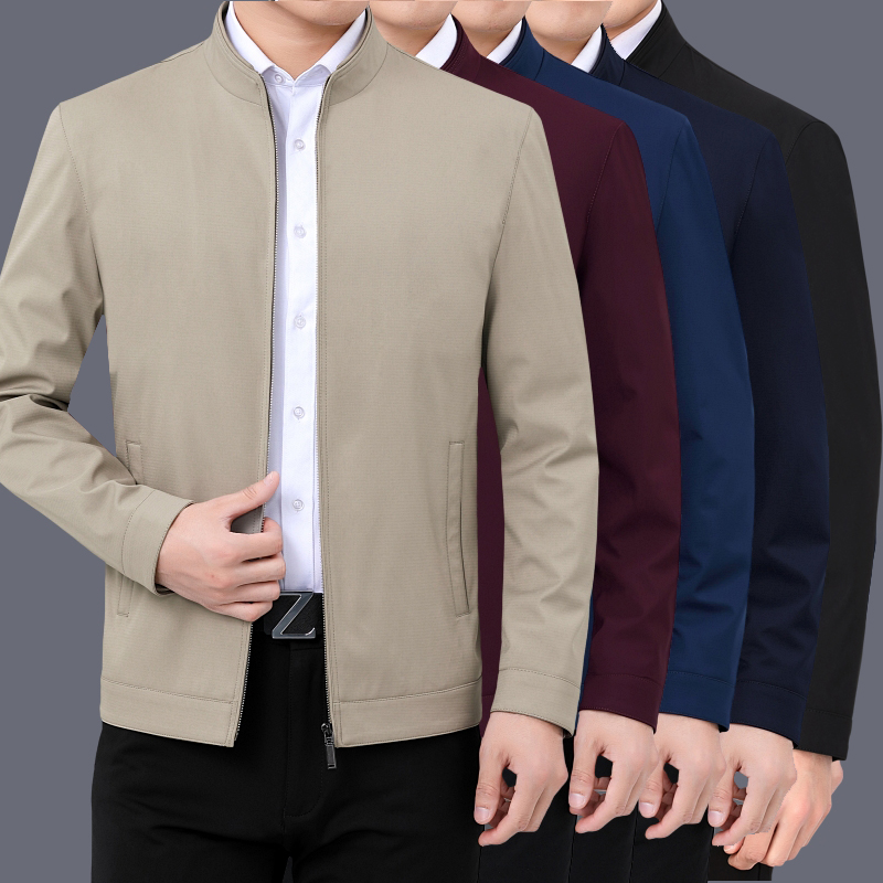 免费试穿 2026春秋季新款夹克男翻领拉链政务茄克免烫夹克衫青中年男士外套夹克男商务休闲翻领中老年领导干部茄克衫大码男装高清大图