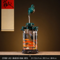 循环流水器生财摆件招财景观鱼缸创意家居办公室客厅开业乔迁礼客 均码 四通八达悬壶流水鱼缸-墨绿