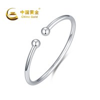 中国黄金 足银光面圆棍对口手镯
