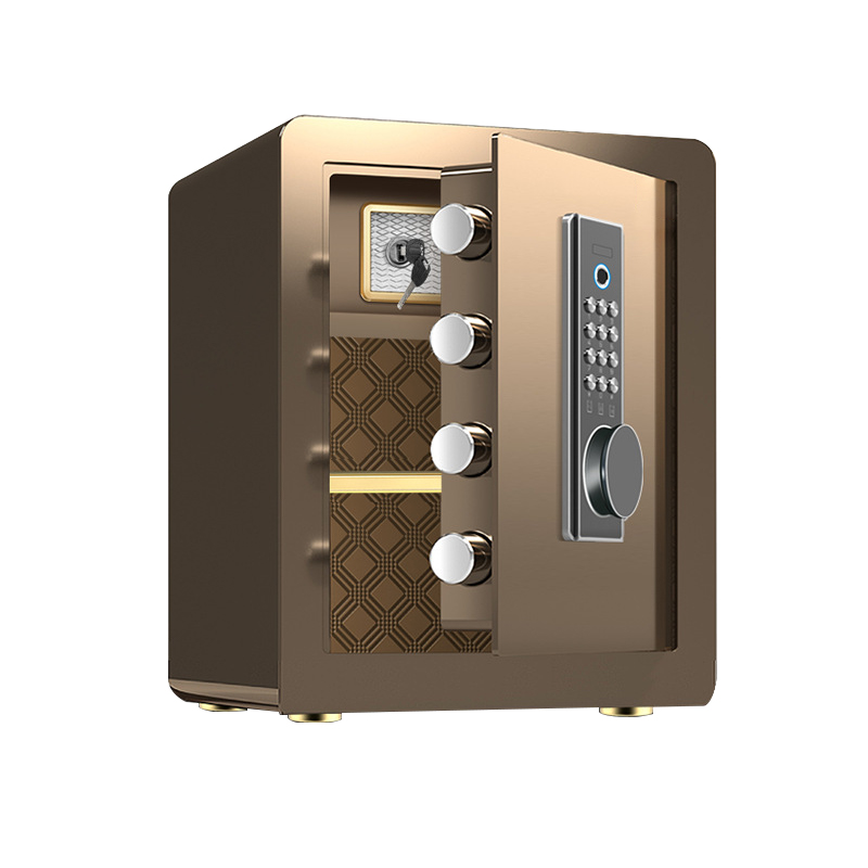 臻远 ZY40618098 小型保险柜密码保险箱全钢防盗保管箱 45cm咖色指纹密码款高清大图
