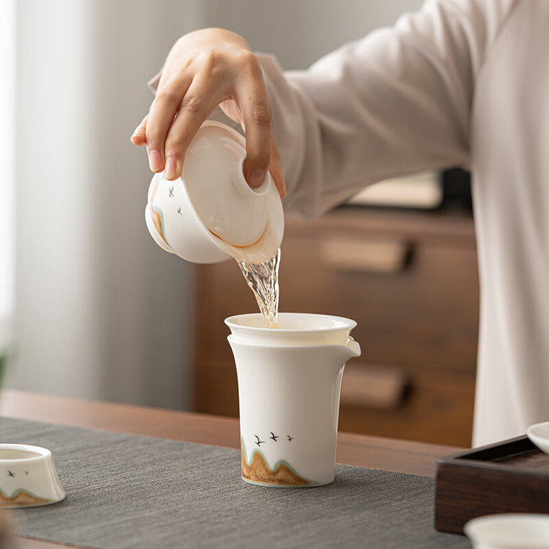 苏氏陶瓷/SUSHI CERAMICS J0956 千里江山三才盖碗茶具组 (单位:套)高清大图