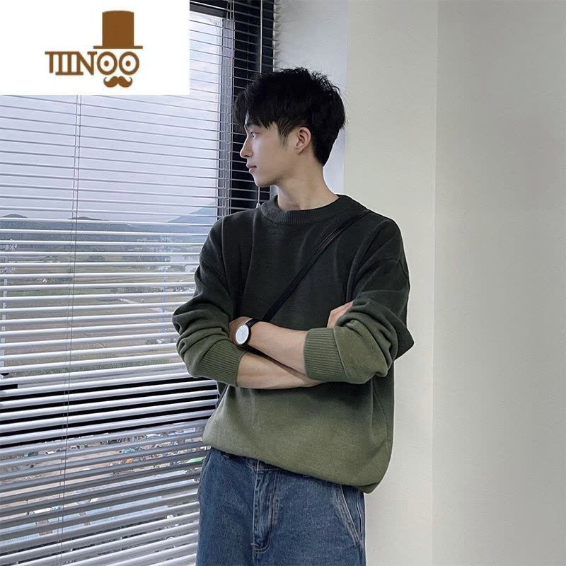 YANXU陈智文新款毛衣2023男套头加厚线衣针织衫加绒冬款打底毛衫图片