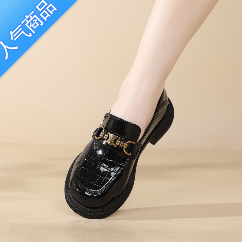 SUNTEK春季女单鞋时尚平底新款平跟英伦风工作鞋小皮鞋乐福鞋高清大图