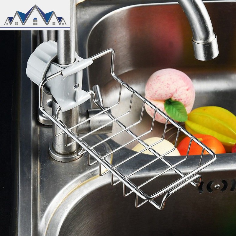 多功能厨房创意沥水置物架水龙头架子整理架不锈钢水池抹布收纳架_13_611高清大图