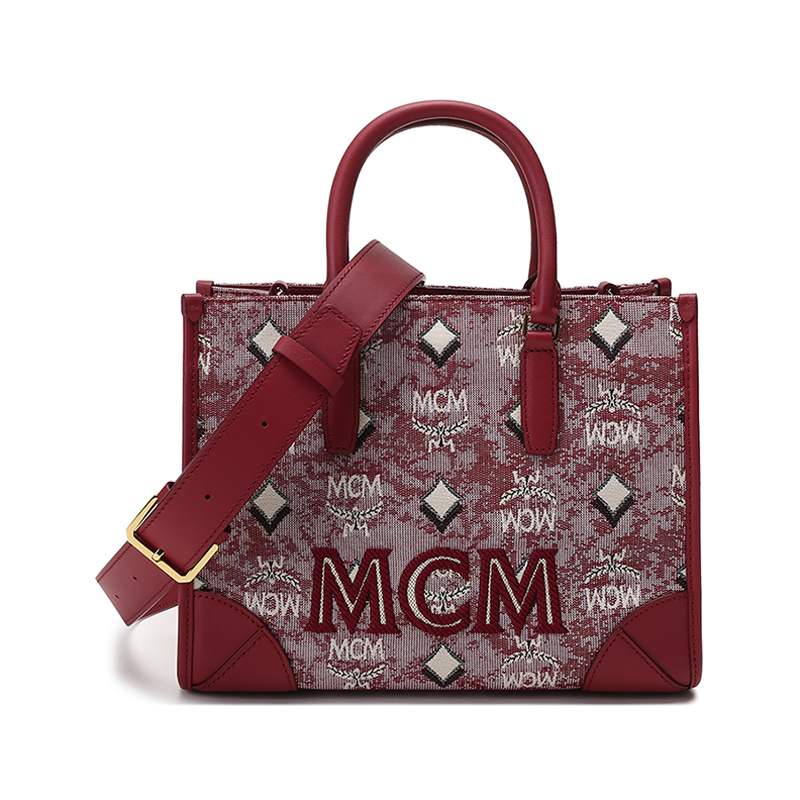 mcm女士织物配皮vintagejacquardmonogram手提单肩斜挎包小号mwtbatq