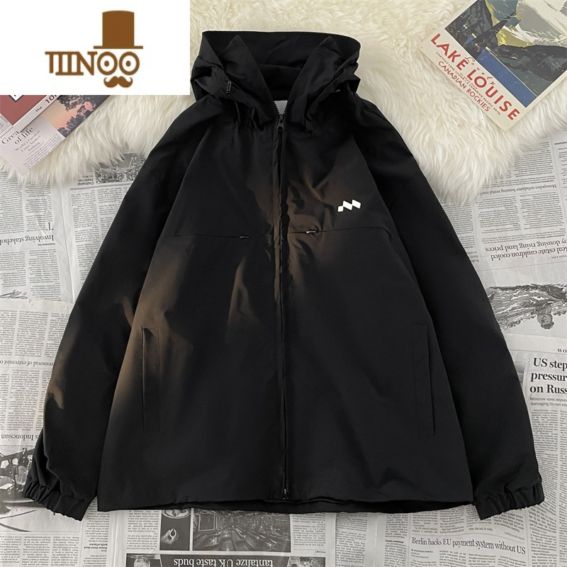 YANXU机能风防水冲锋衣男款外套户外潮牌痞帅宽松情侣山系连帽风衣夹克高清大图