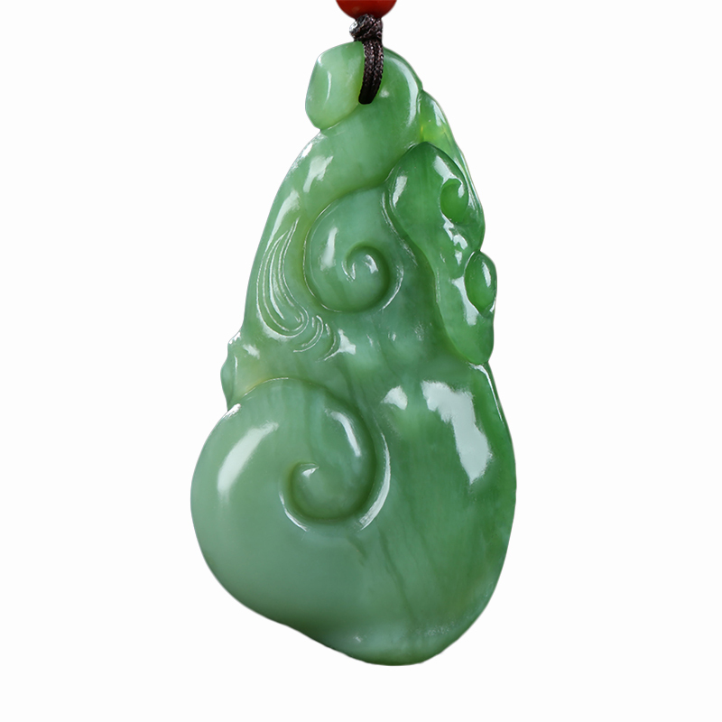 [福灵如意]王朝安和田玉碧玉如意挂件吊坠