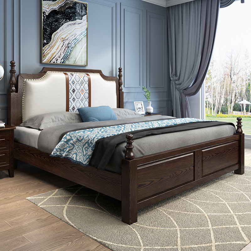 梵宜 床 白蜡木实木床 美式1.5m1.