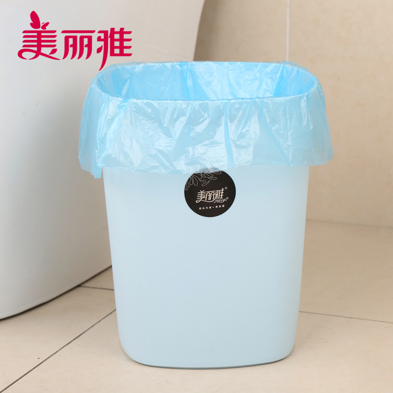 美丽雅 家用厨房卫生间无盖设计大容量炫彩垃圾桶方形9L(大)