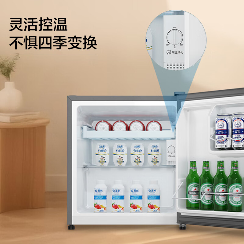 海尔(Haier)43L单门小冰箱一级能效黑金净化三档可调银色BC-43GHSDE0S9高清大图
