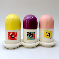 彩冠 3392-10.5调味罐陶瓷调料罐套装调料盒瓶油盐罐三件组合装 彩色系陶瓷调料罐