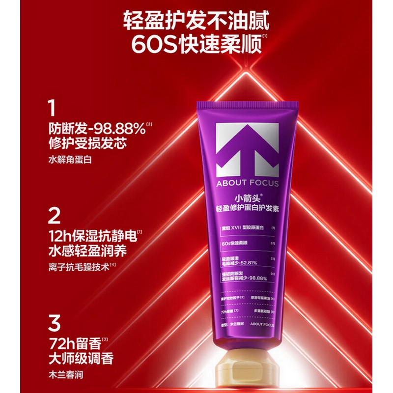 小箭头ABOUT FOCUS轻盈修护蛋白护发素木兰春涧(180g) 单位:件高清大图