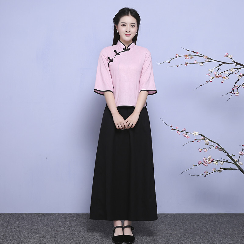 民国学生装中长裙女五四青年装民国套装演出服民国服装民国风