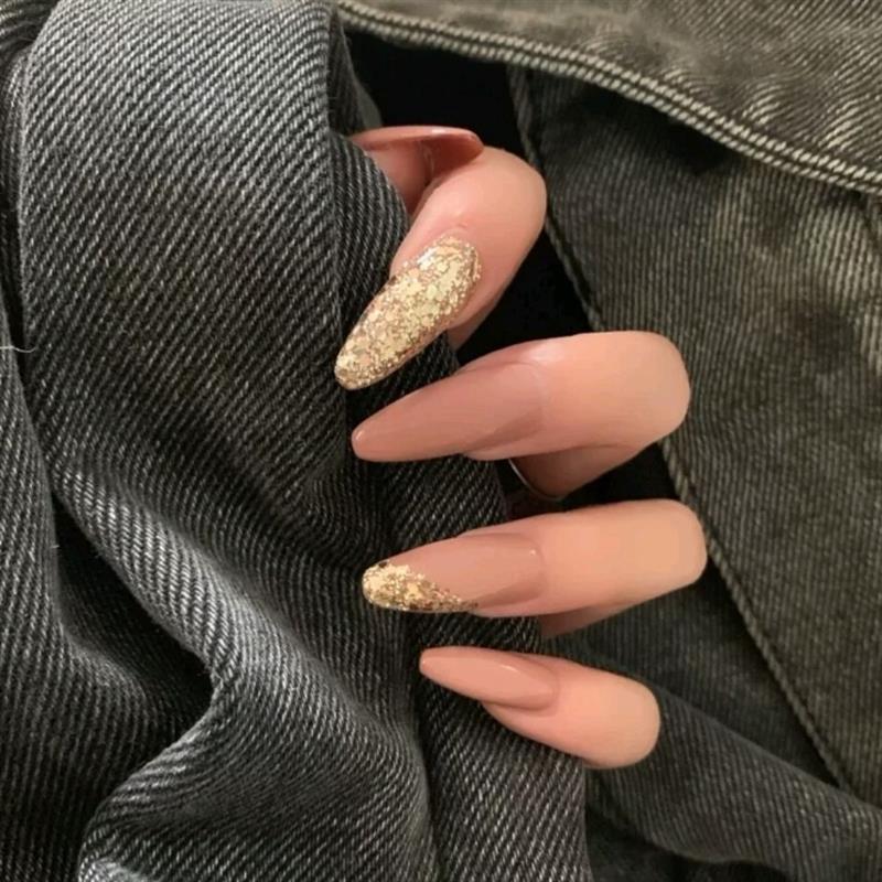欧美长梯裸色穿戴甲可反复使用暖色调颜色随机发可以要色板选颜色|短 s
