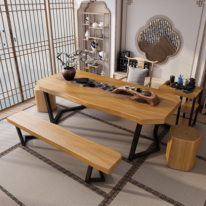 新中式实木茶桌椅组合禅意功夫家用客厅茶几休闲会客洽谈茶桌茶台