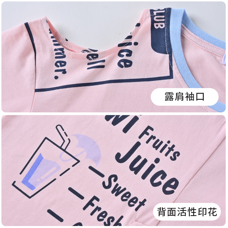 铅笔俱乐部童装女童长款T恤中大童半袖儿童短袖纯棉夏装