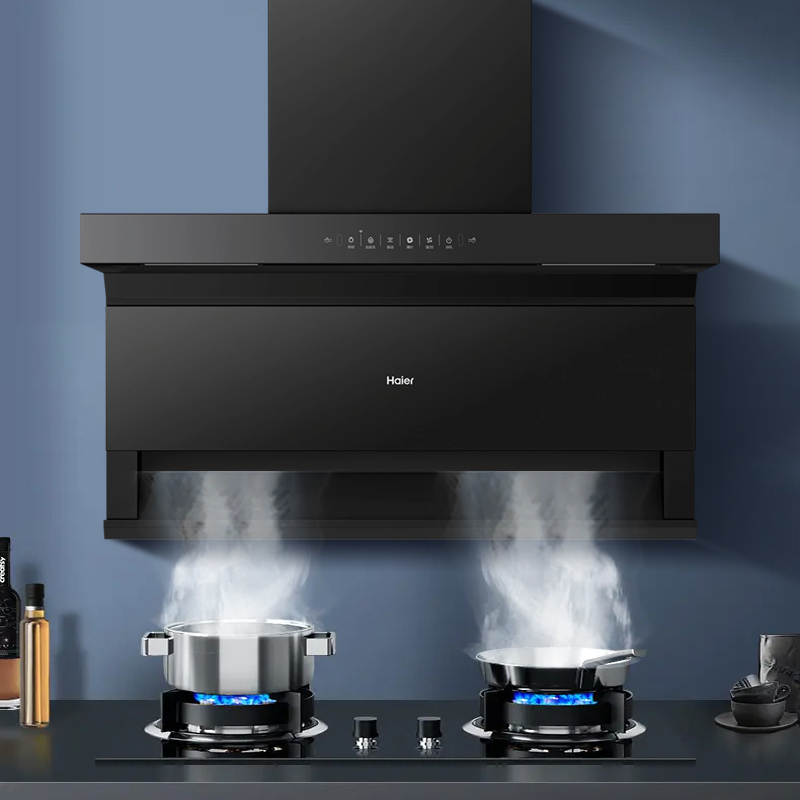 [高频自清洗]海尔(haier)油烟机24m06飓风大风量顶侧三吸烟机燃气灶