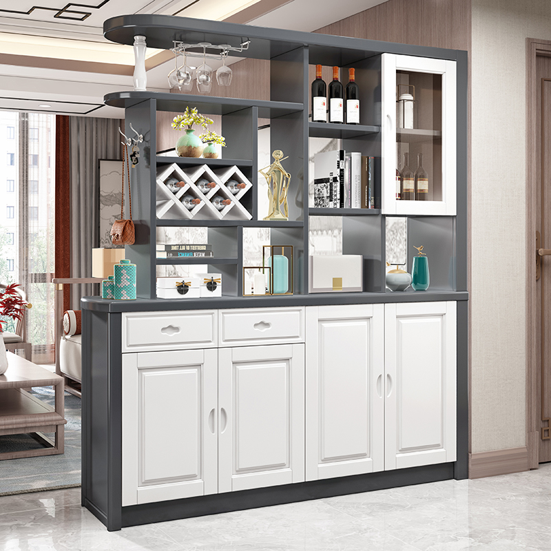 青木川 简约现代实木酒柜鞋柜一体靠墙1.3米0.9米1.7m餐厅客厅进门口入户玄关隔断屏风双面间厅柜置物架高清大图